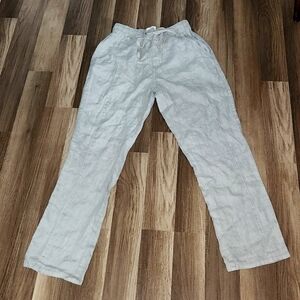 NICOLE by Nicole Miller New York Gray 100% Linen Pants Size  Small with Pockets